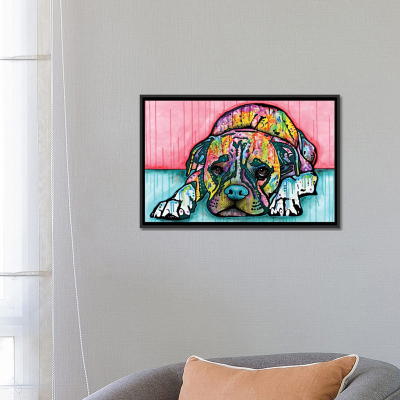 «Lying Boxer», impression sur toile tendue, H 18 po x l 26 po x P 1,5 po, Toile avec cadre flottant noir