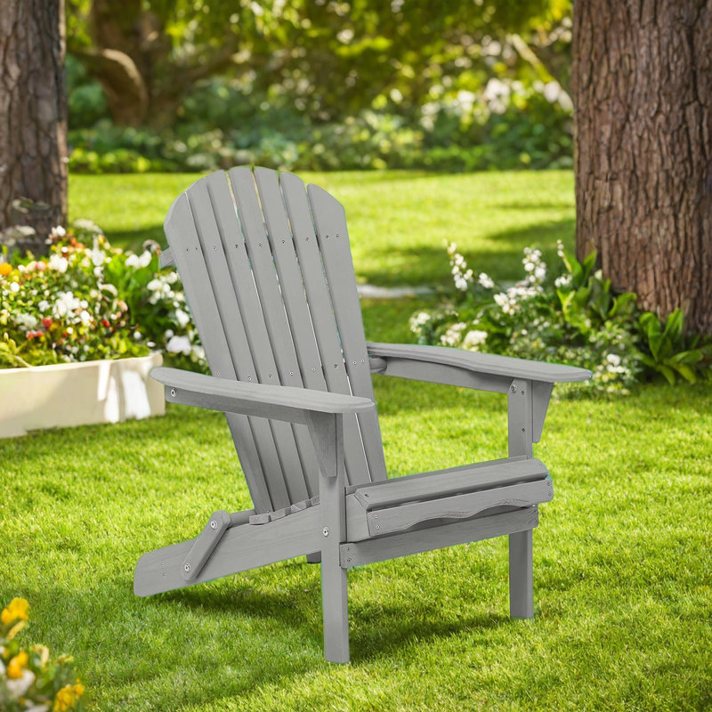 Gray Hemlock Wood Folding Adirondack Chair Set