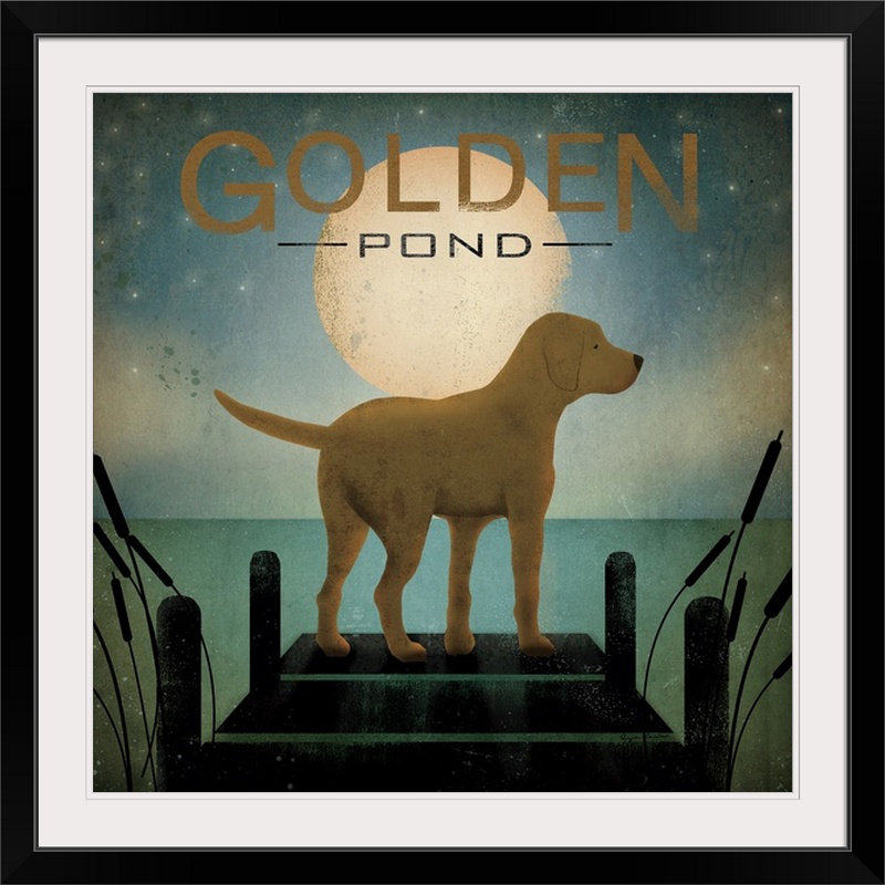 « oasis yellow dog-golden pond » par ryan fowler, affiche rétro, H 28 x l 28 po x P 1 po, Cadre noir