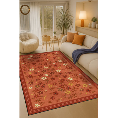 Tapis orange tissé lavable Mosso