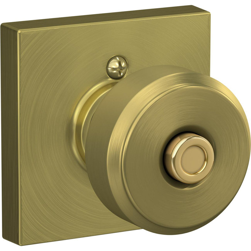 Bowery Privacy (Bed & Bath) Door Knob with Rosette, Brass