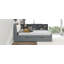 Lit plateforme pour chambre à coucher avec tête de lit de rangement, lit gigogne et tablettes, cadre de lit plateforme pour chambre à coucher-495122263