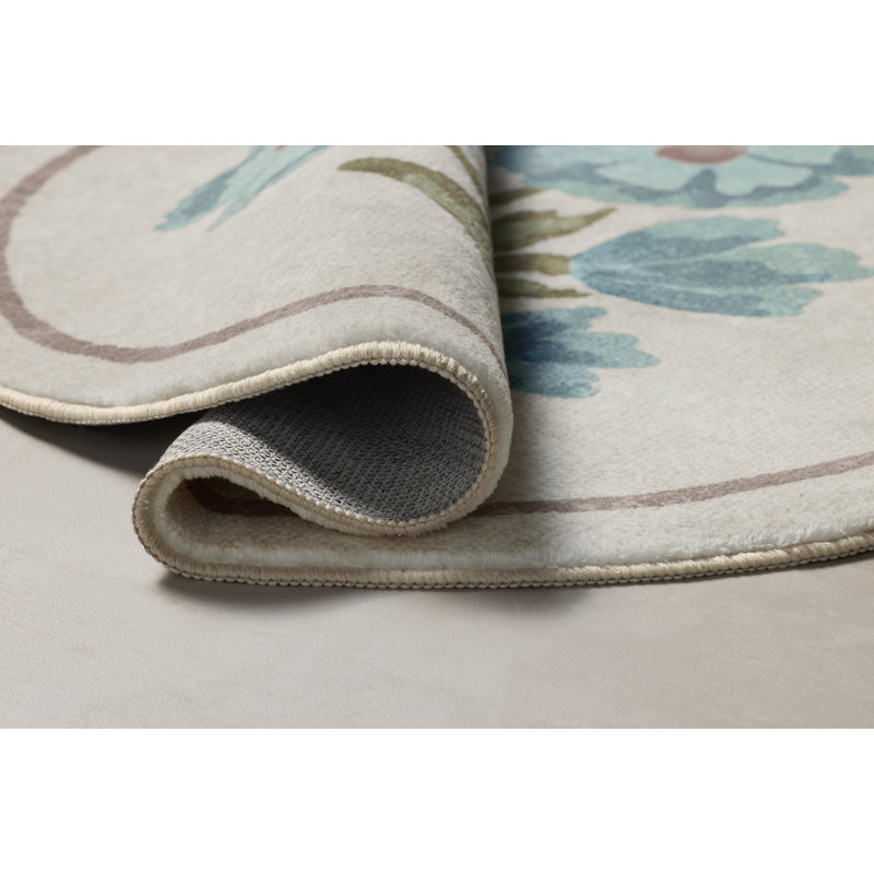 Tapis de bain Chris Loves Julia x Loloi Clove, Ivoire / bleu