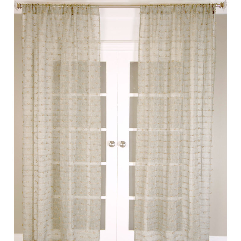 Rideau transparent 100% lin avec nœuds en jute Natural Elegance, L 51 po x L 84 po, Blanc