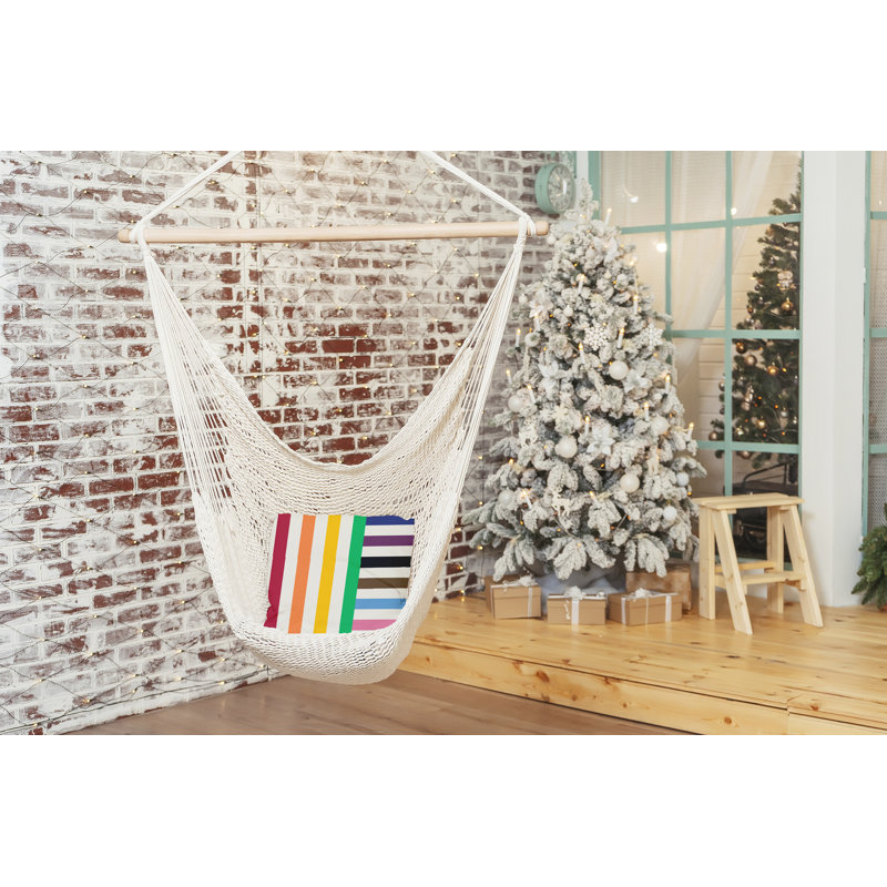 Coussin décoratif rayé en polyester pour l'intérieur et l'extérieur, 20 po x 20 po, Carré