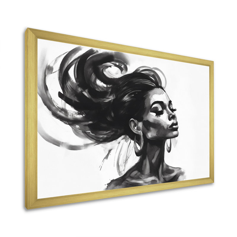 Décoration murale femme afro-américaine Pierce II - Portrait, H 12 po x l 20 po x P 1 po, Cadre photo doré simple