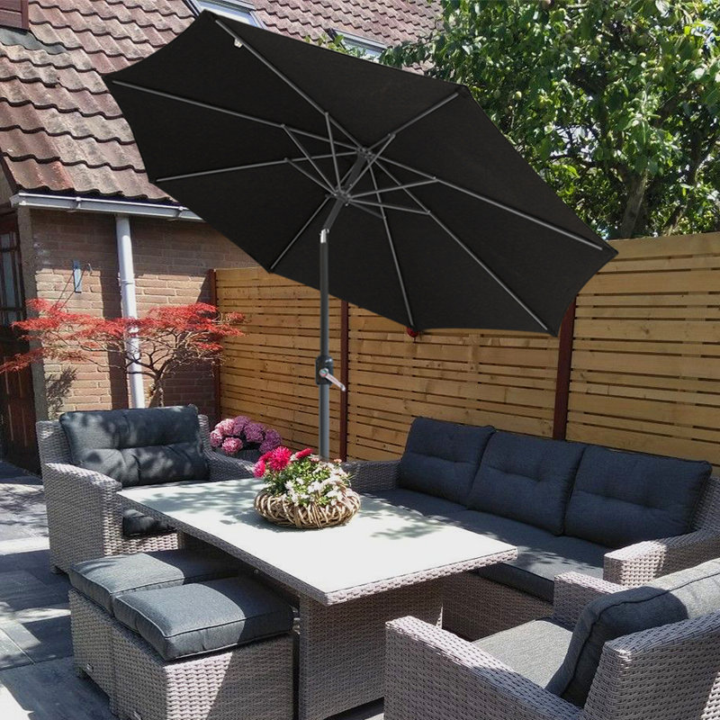 Angalina Traditional Parasol, Black, 240cm H x 300cm W x 300cm D