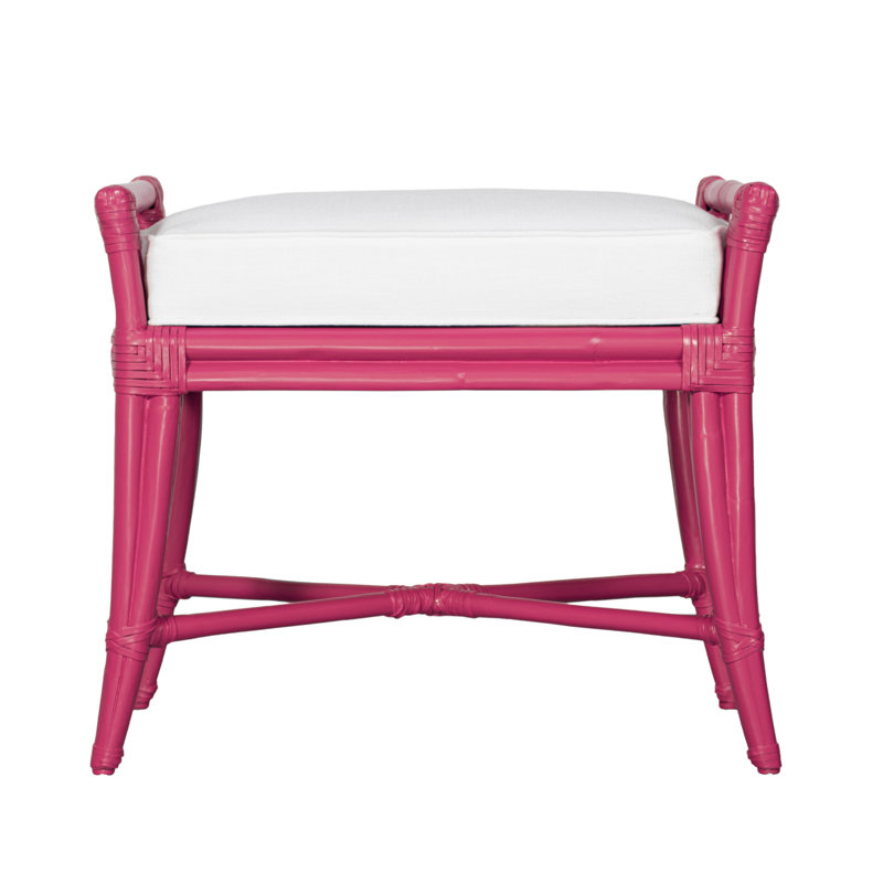 Malacca Upholstered Bench, Hisbiscus Pink