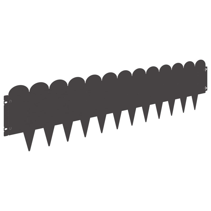 103 cm W Steel Lawn Edging Fencing, 25cm H x 103cm W, Black
