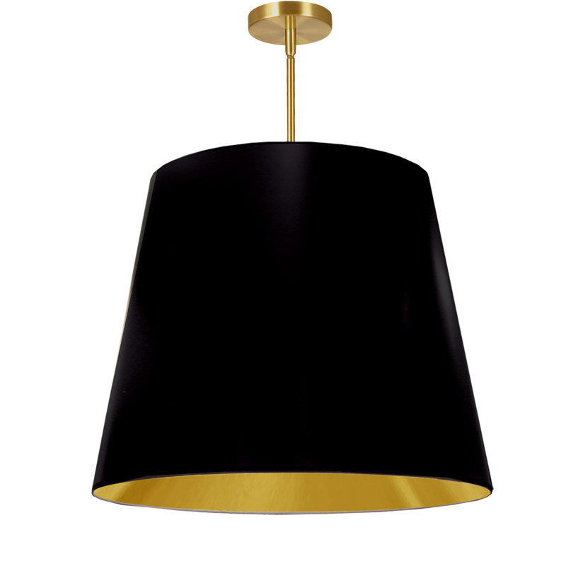 Oversized Drum 1 Light Drum Cylinder Pendant, Black/Gold, 26" H x 26" W x 26" D