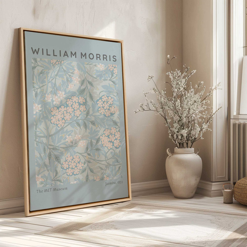 Pale Blue Jasmine by William Morris Canvas Print in a Maple Frame, 48.75" H x 32.75" W x 1.75" D