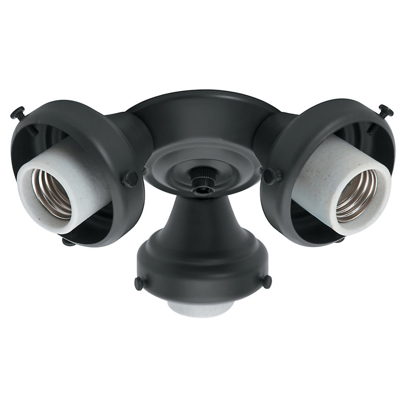 3-Light Branched Ceiling Fan Light Fitter, Black
