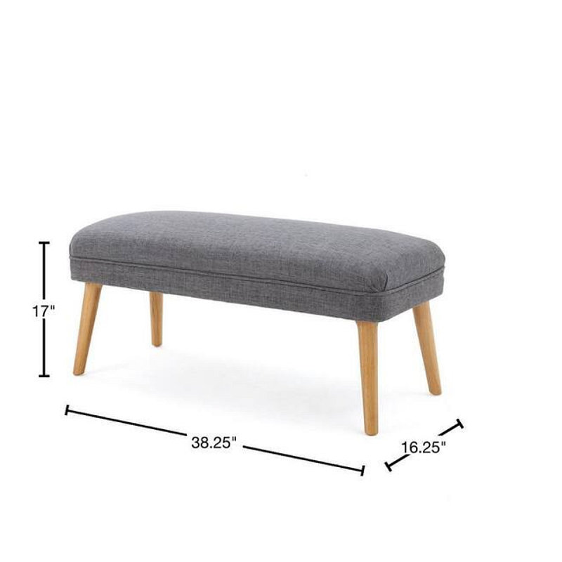 Repose-pieds rectangulaire avec repose-pieds, tissu en polyester d'aspect lin pour le salon, la chambre à coucher