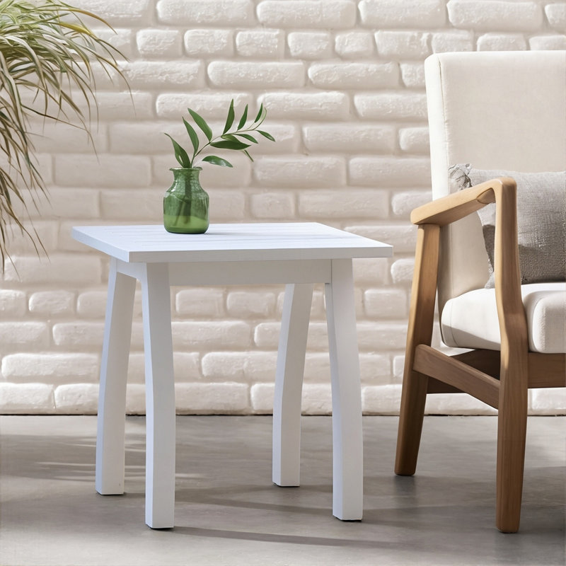 Table d'appoint en bois d'acacia, Blanc