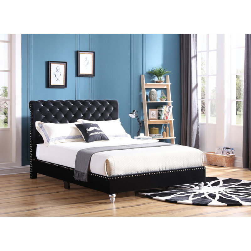 Kailyn Upholstered Sleigh Bed, Full, Black