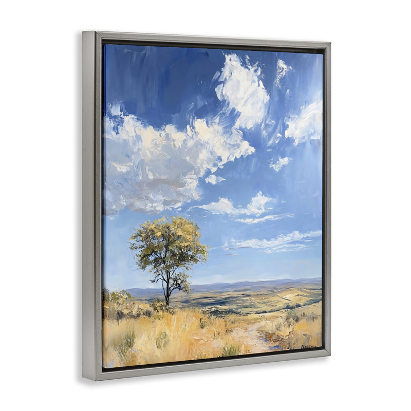 Cadre flottant Vast Landscape Splendor, design par Franklyn Gregory, H 31 po x l 25 po, Cadre flottant gris lustré