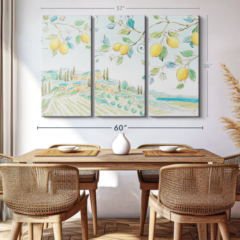«Méditerranée brise I», 3 pièces sur toile, H 36 po x l 57 po x P 1,25 po