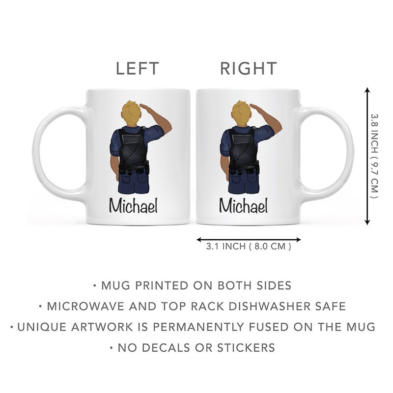 Tasse à café personnalisée, Jaune, homme, agent de police 27, Oui