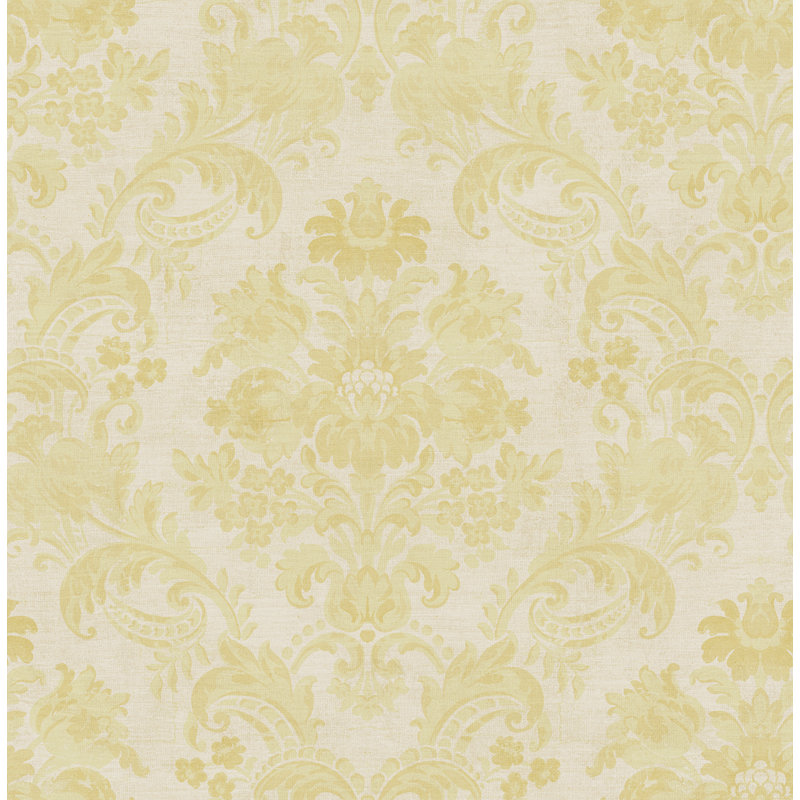 Papier peint damassé à motif floral damassé Seabrook Designs, Naturel
