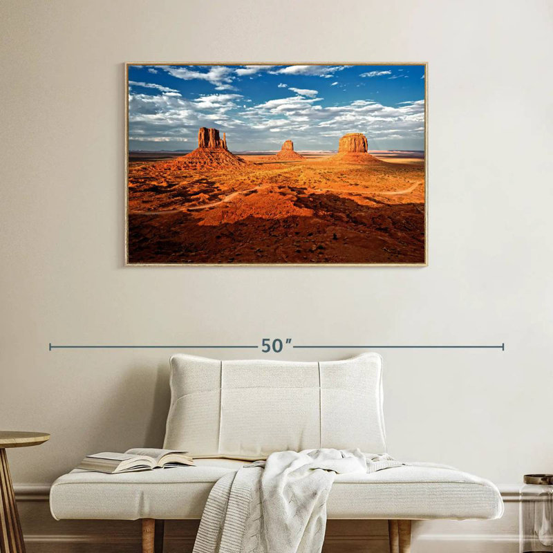 Monument Valley I, Cadre flottant en bois naturel, 40 po x 27 po