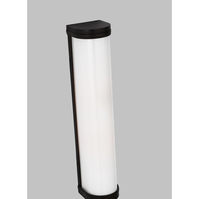 Aged Iron 2-Light Cylinder Bath Sconce with Opal Glass