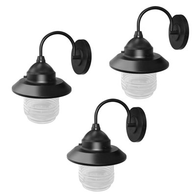 Classic Wall Light, 12IN Dimmable Decorative Wall Sconce  for Indoor and Outdoor Use, Porch Lights Outdoor With Clear Ribbed Glass,living room, bedroom, or bathroom, ETL Listed, 3Pack