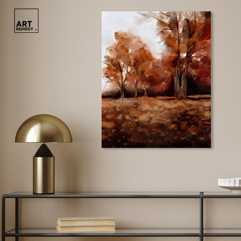 Autumn Landscape Brown and Beige Canvas Wall Art, 20" x 24"
