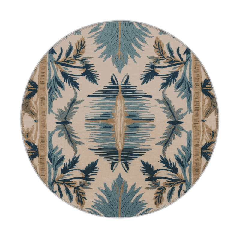 Nature Gray Indoor and Outdoor Area Rug, Round 5'