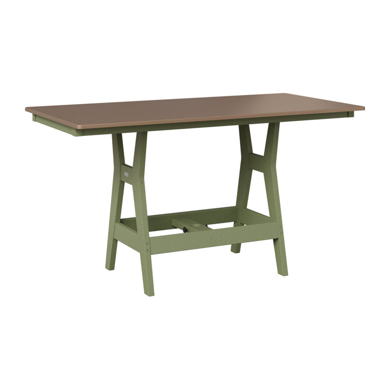 Table de bar rectangulaire 66 po Berlin Gardens Harbor, Sauge, H 38,87 po x l 66 po x P 33 po, Bronze martelé