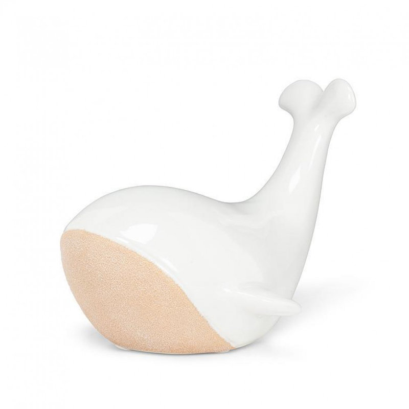 Figurine de baleine blanche brillante, H 4 po x l 4 po x P 5,5 po