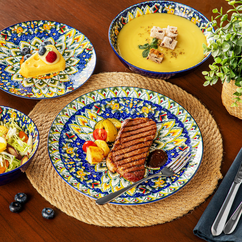 Simi 24 Piece Porcelain China Dinnerware Set - Service for 6