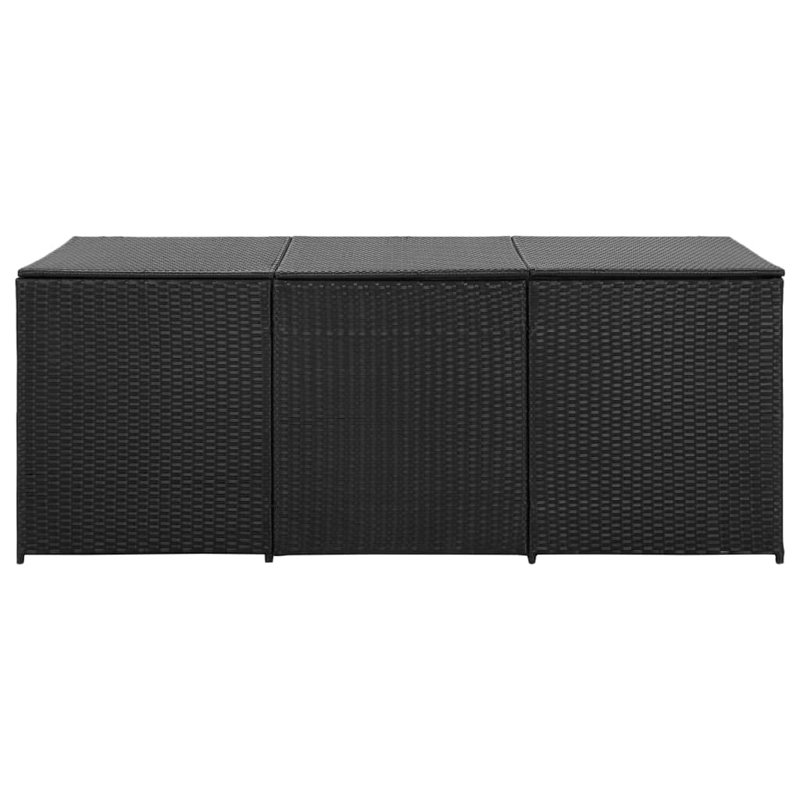 Black Wicker and Plastic Outdoor Storage Deck Box