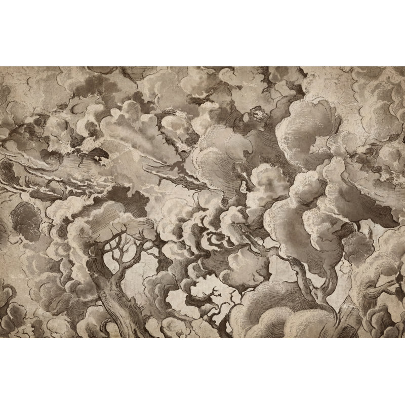 Papier peint rétro avec nuage, Peler et coller, 200 po x 120 po