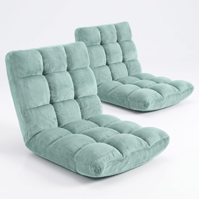Chaise de plancher pliante avec support de dossier, 14 positions réglables, Brun