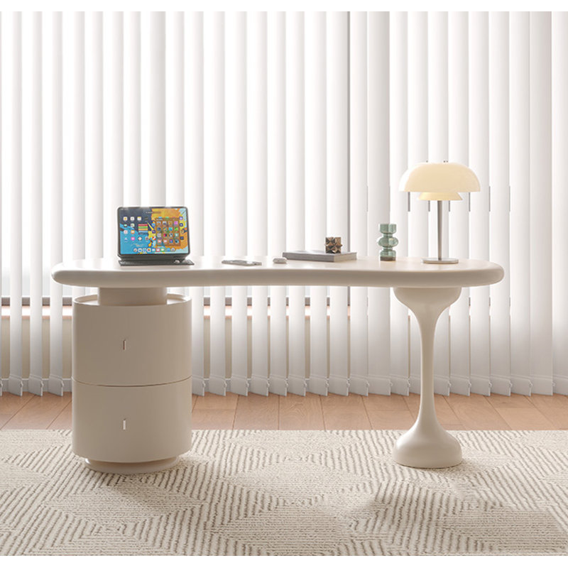 Bureau d'ordinateur en forme d'arc avec tiroirs Light Luxury, 29.53" H x 70.87" W x 27.56" D