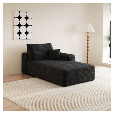 Fauteuil d'appoint 1 place en velours côtelé noir - aucun assemblage requis Chaise d'appoint moderne avec rembourrage en mousse - Design minimaliste compact pour les espaces de vie