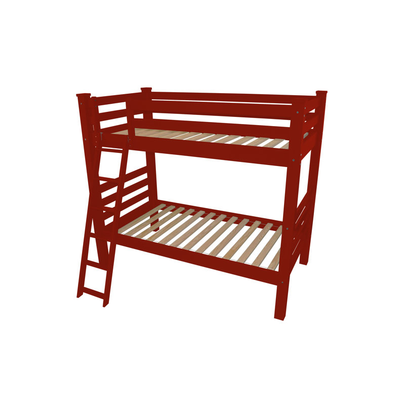 Lit standard en bois massif Jahvon, Simple, Rouge