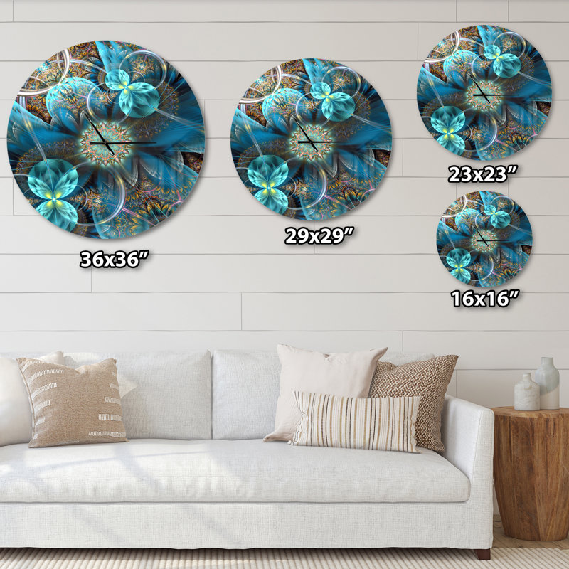 Horloge florale en métal Fractal, Moyen