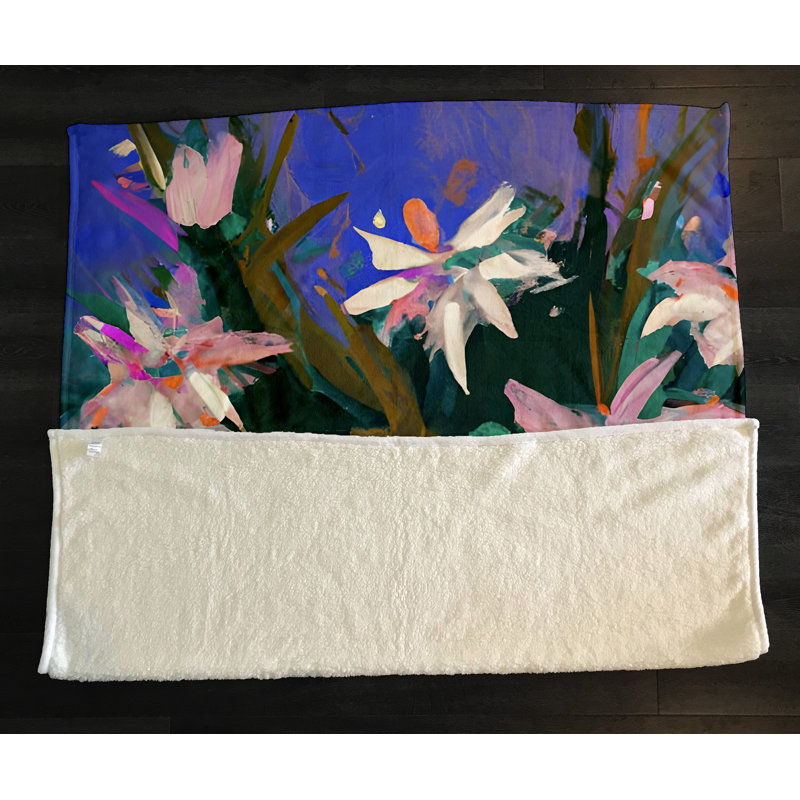 Throw Blanket, 68" W x 80" L, Floral/Abstract, Pink/Blue/Green