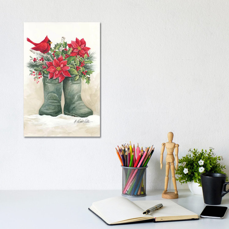 Christmas Lodge Boots by Diane Kater - Print on Canvas, Wrapped Canvas, 20.32 cm H x 30.48 cm W