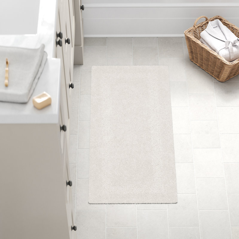Ragini 60x24-Inch Cotton Bath Mat-Machine Washable Bath Mats for Bathroom, Kitchen, or Laundry Room, Ivory