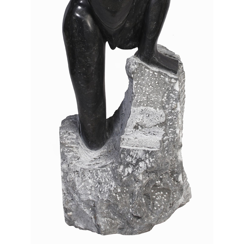 Modern Abstract Black Stone Sculpture – “Summit Within”, Contemporary Art Decor Figurine