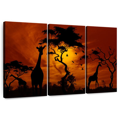 Silhouette de girafes d'Afrique