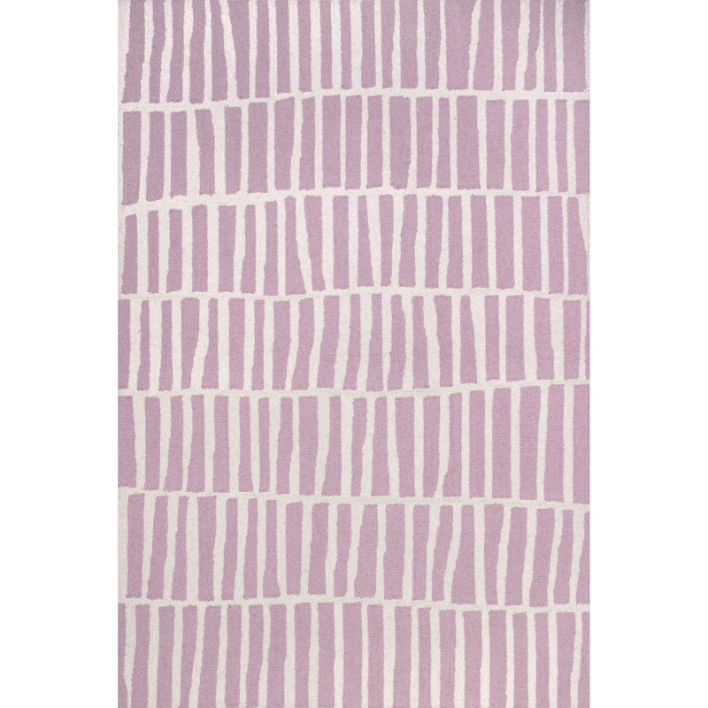 Rose/gris en laine Touffeté à la main Latrell Tapis décoratif, Rectangle 6 pi x 9 pi