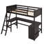 Lit mezzanine avec tablettes et bureau, lit mezzanine en bois avec bureau