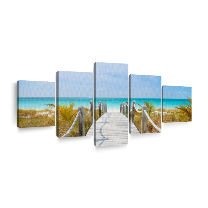 Turks and Caicos Walkway on Canvas, ensemble de 5 pièces, H 30 po x l 68 po x P 1,25 po