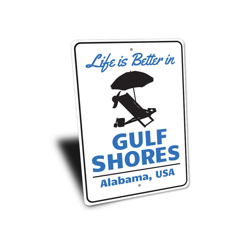 Panneau en aluminium Gulf Shores Alabama, H 18 po x l 12 po x P 0,06 po
