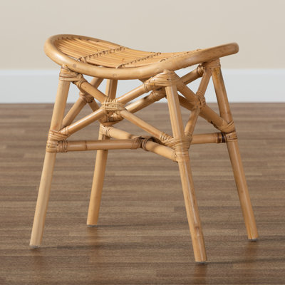 18.1" Wide Rattan Oval Footstool Ottoman