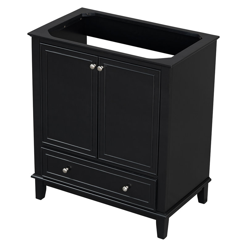 Bathroom Vanity without Sink Multi-functional Bathroom Cabinet with Doors and Drawer, Black