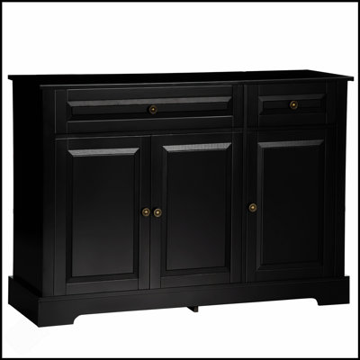 Rustic Barn Door Style Sideboard Buffet Cabinet With Drawers And Adjustable Shelves For Kitchen And Dining Room